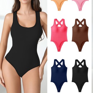 Cross-Border New Yoga Jumpsuit Solid Color Suspender Backless European and American Sexy Tight Sleeveless