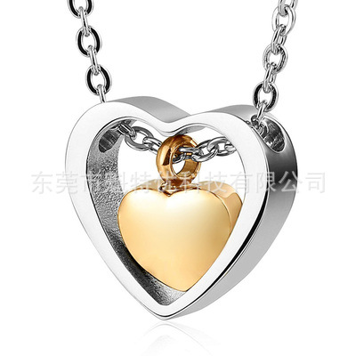Collar funeral de ataúd en forma de corazón de acero de titanio directo de fábrica se puede abrir moda letras colgante de botella de aceite esencial