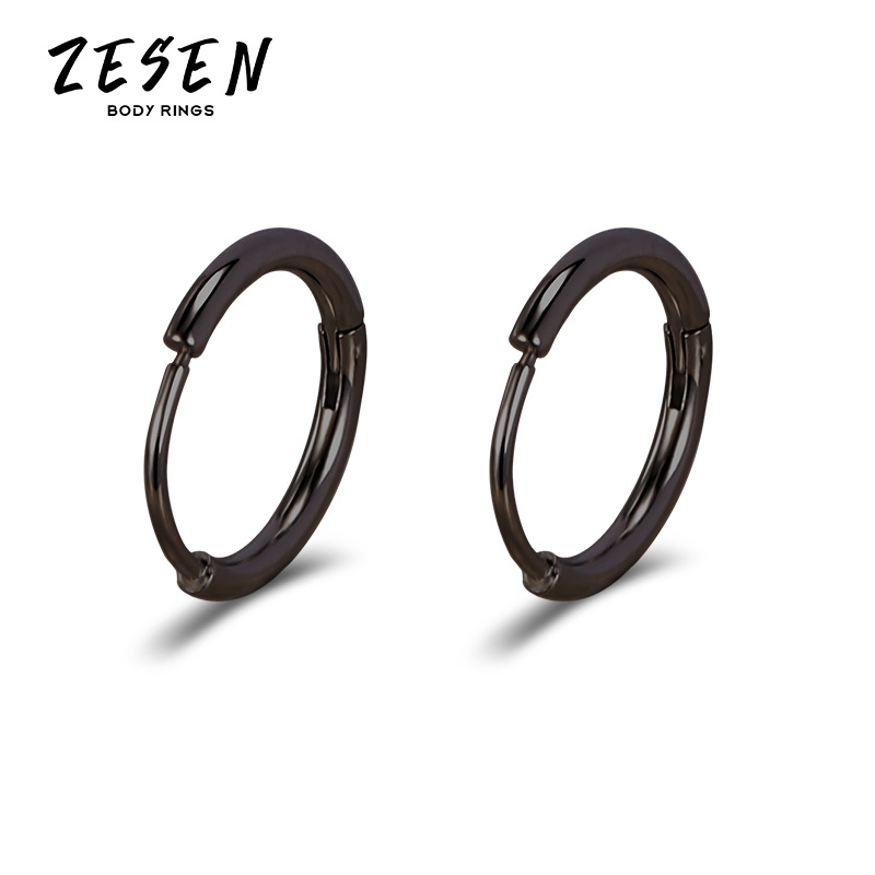 1.2mm Titanium Steel Circle Earring Stainless Steel Hoop Earring for Men Women Fashion detail image 9