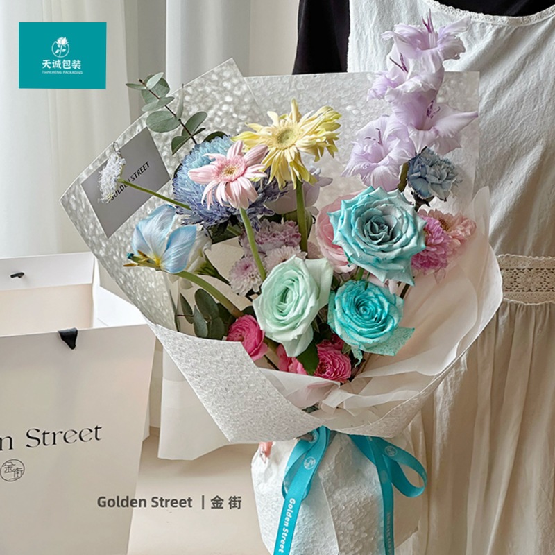 新款手工水岩石纹纸皱纹艺术纸鲜花花束包装纸材料花艺礼物包花纸