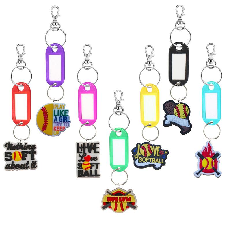 Cross-border softball softball Colorfulful Plastic Sign Key Tag Sayy Number Classification Sign Keychain