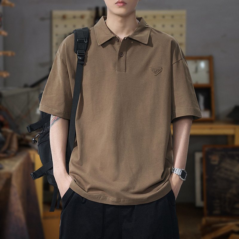 280g Heavyweight Short-Sleeved Polo Shirt Men's Loose Large Size Lapel Top Summer Outdoor Casual Cool T-Shirt 280g Heavyweight Short-Sleeved Polo Shirt Men's Loose Large Size Lapel Top Summer Outdoor Casual Cool T-Shirt