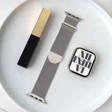 适用苹果表带米兰尼斯Applewatch不锈钢半圆磁吸iwatch手表带