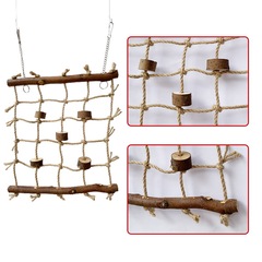 原木麻繩鸚鵡攀爬網鸚鵡站立木質攀爬網玩具磨嘴解悶鸚鵡倉鼠玩具