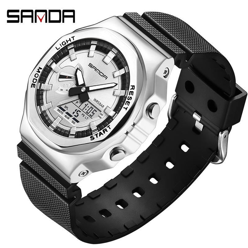 SANDA 3167 nuevo reloj creativo moda deportes multifuncional luminoso moda hombres reloj electrónico