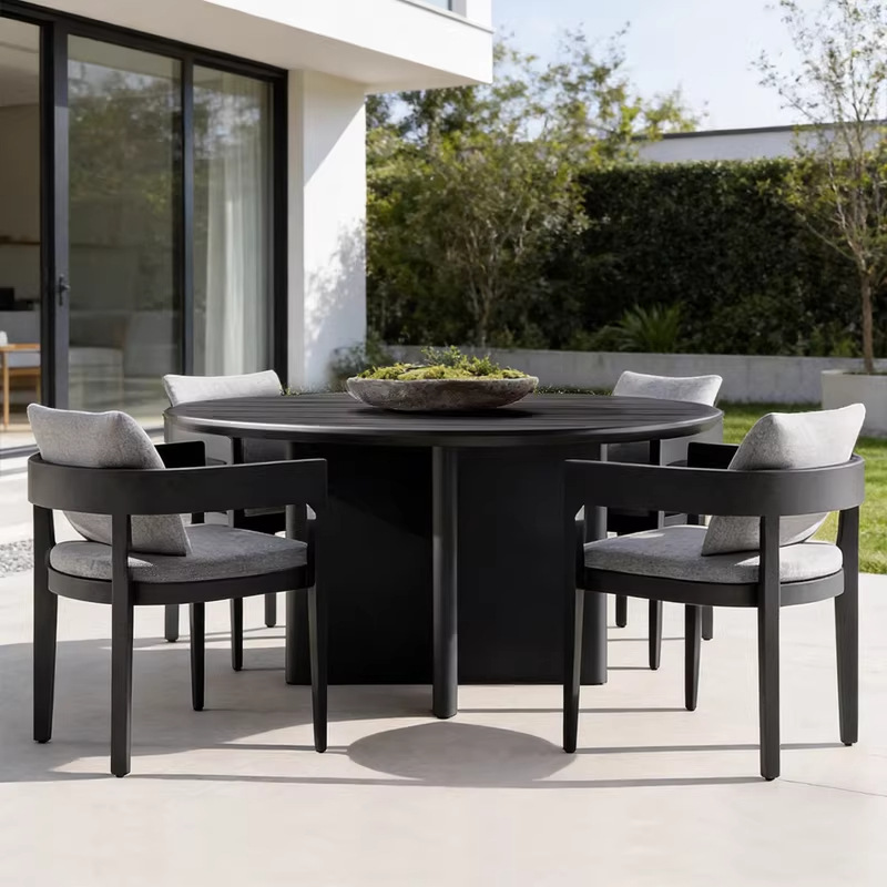 Villa al aire libre patio mesa y silla techo mesa de comedor al aire libre hotel de alta gama jardín al aire libre terraza mesa y silla impermeable combinación