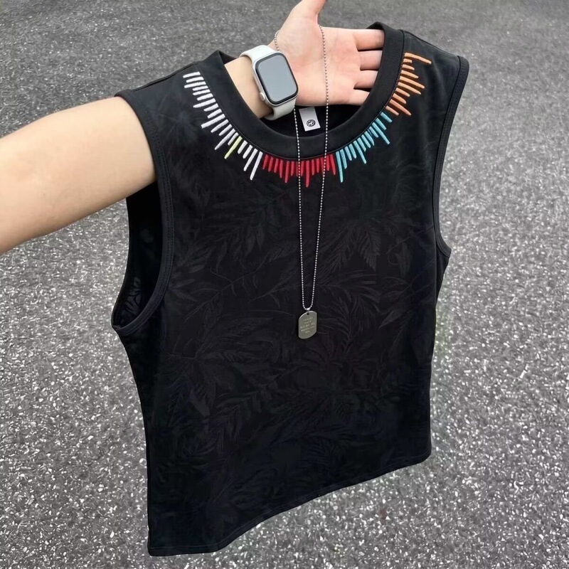 Trendy American-Style Tie-Dye Vest for Men, Summer High Street Couple's Loose-Fitting Versatile Casual Sleeveless T-Shirt, Trendy Brand