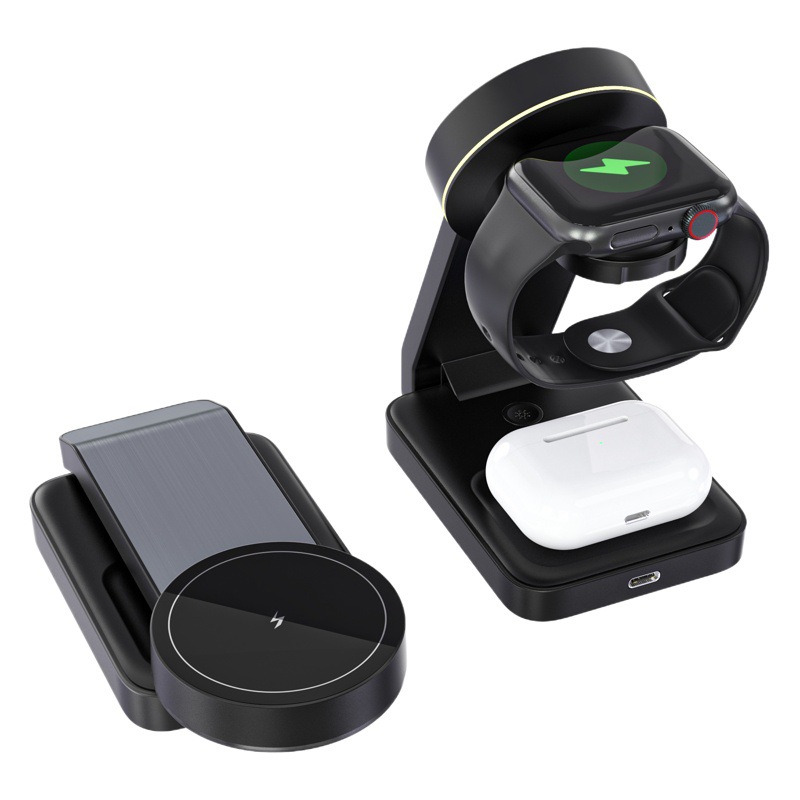 Qi2 nuevo cargador inalámbrico tres en uno magnético plegable transfronterizo, adecuado para carga inalámbrica de soporte de teléfono móvil de Apple