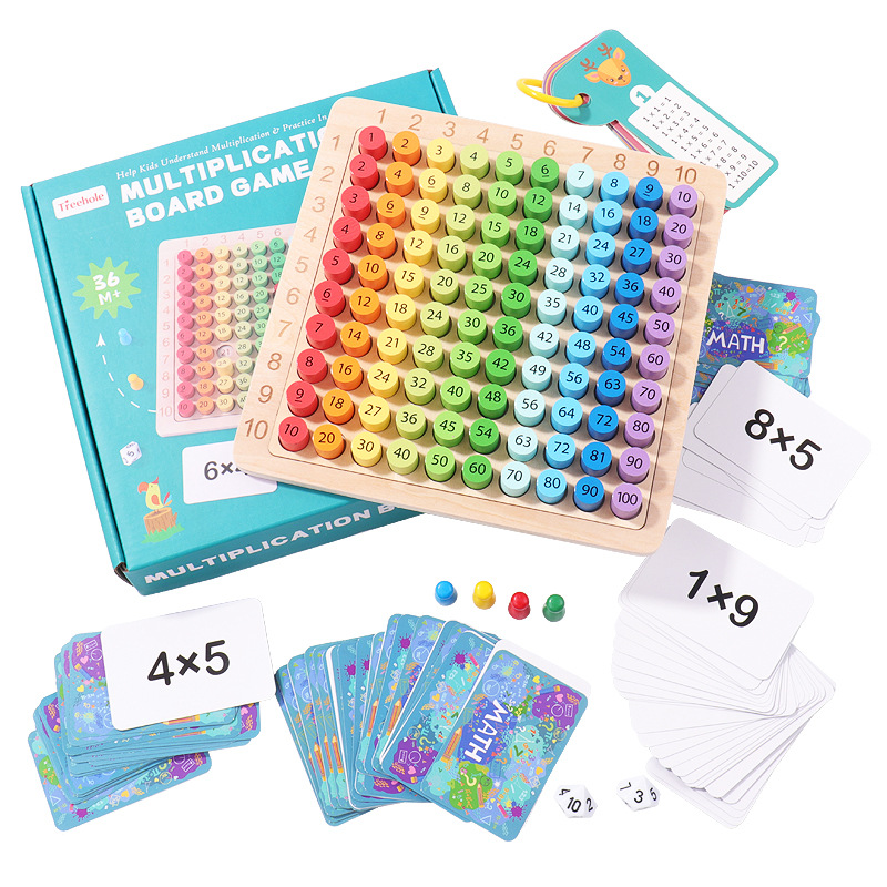Xinyun Wood Industry Amazon Cross-border tres en uno 99 tabla de multiplicar rompecabezas para niños fórmula de multiplicar cientos de juguetes de tablero