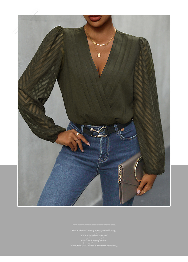 Gespleißtes, langärmliges, durchsichtiges Pendler-Pulloverhemd aus Netzstoff_voghion.com