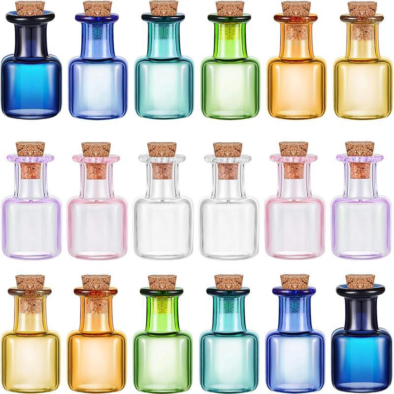 Mini Small Square Bottle, Wishing Bottle, Drift Bottle, Colorful Square Glass Bottle, Miniature DIY Cork Bottle, Special-Shaped Drift Bottle