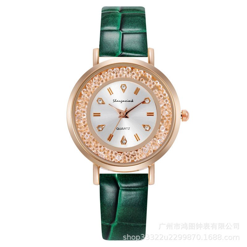 Comercio exterior reloj de moda señoras estudiantes versión coreana de diamantes Moda moda casual cuarzo mujer Mesa vibrato rojo