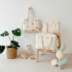 韓国insママバッグ新刺繍熊回綿女包ベビーカートバッグ出産予定おむつバッグ