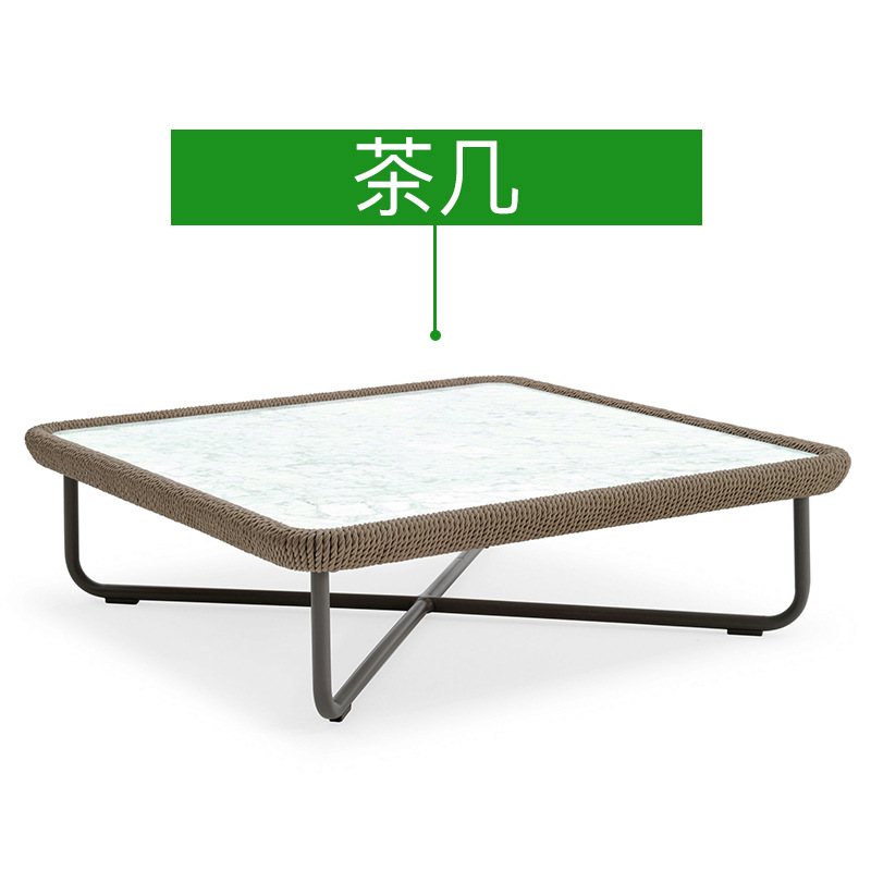 Sofá de caña Jardín exterior balcón ocio silla de caña mesa de té combinación al aire libre impermeable minimalista muebles de hotel villa