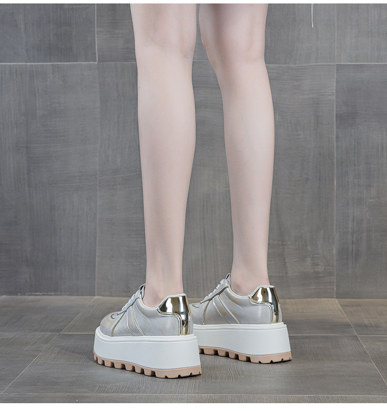 Women's White With Thick Soles And Internal Height Increase, 2026 New Vintage Casual Fashion Sports Comfortable Sneakers_vogvips.com