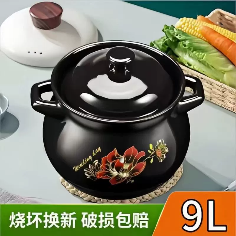 Большой керамический казан для домашнего использования, устойчивый к высоким температурам, подходит для открытого огня и газовой плиты.