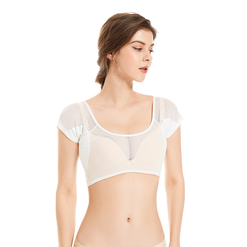 Sweat-shirt en maille transparente pour femme : fin et anti-fuite, poitrine enveloppée de coussinets en coton sous les aisselles, séchage rapide et respirant_voghion.com