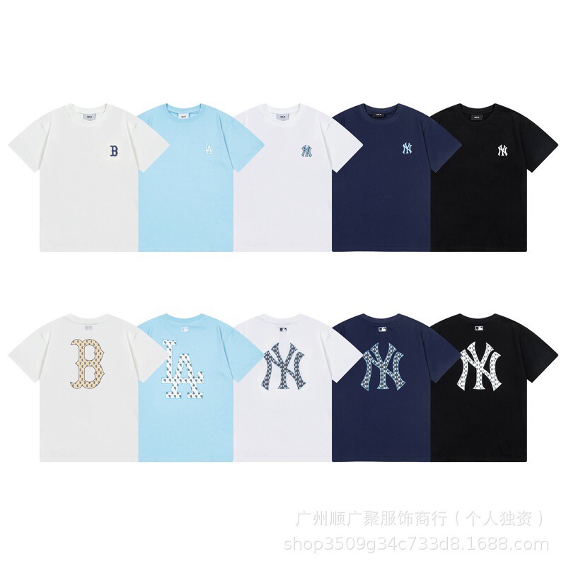 high quality Version Trendy Brand MLB New Arrival Men's and Women's Couples Sports Exquisite Simple Printed Round Neck Short Sleeve Same Style T-Shirt