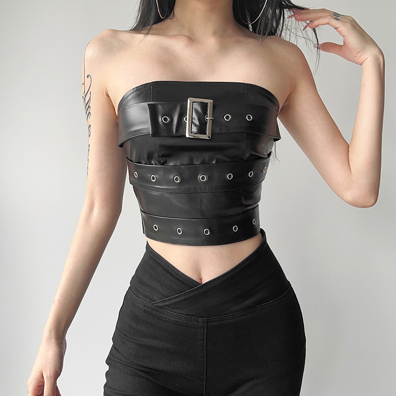 Cross-border European and American style 2023 summer women's clothing new fashion sexy solid color slim tube top slimming vest