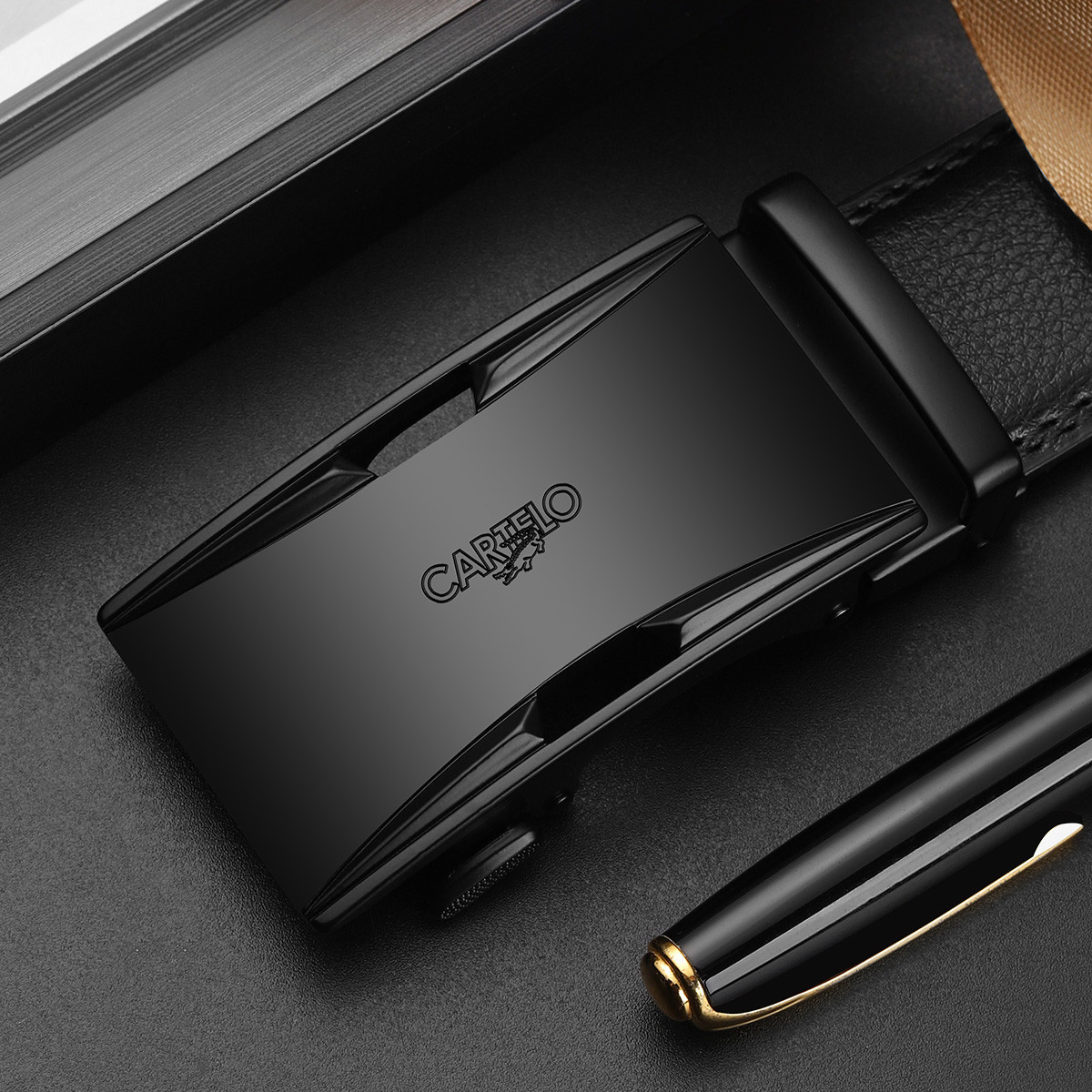 스타일 55 블랙 버클 블랙 벨트 [절묘한 선물 상자 포장]