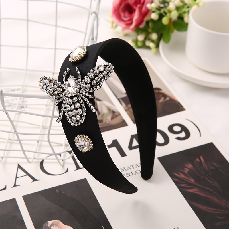 Baroque Style Water Droplets Butterfly Cloth Inlay Rhinestones Hair Band1