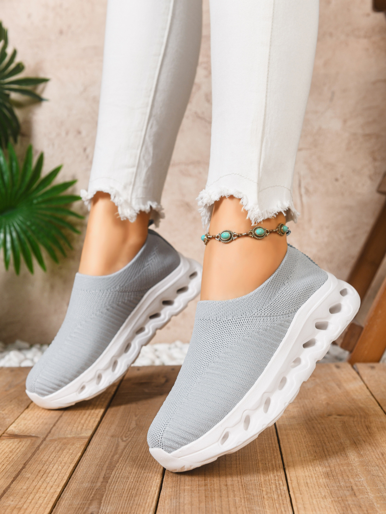 Breathable Women's Casual Trainers Lightweight Knit Running Shoes_voghion.com