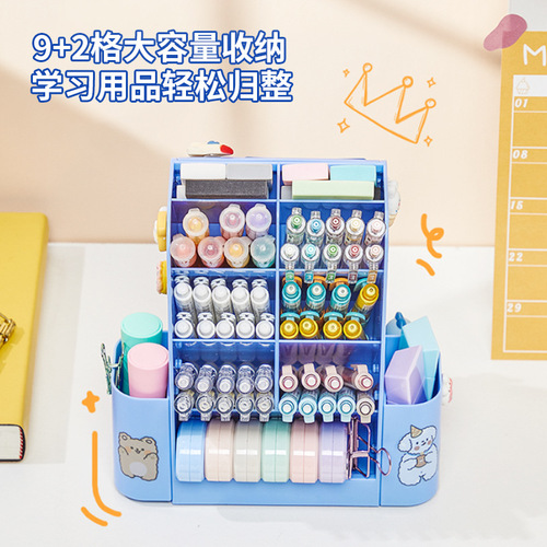 Cat Prince's new rotating pen holder, self-discipline punch card storage box, two-in-one large-capacity pen holder storage box