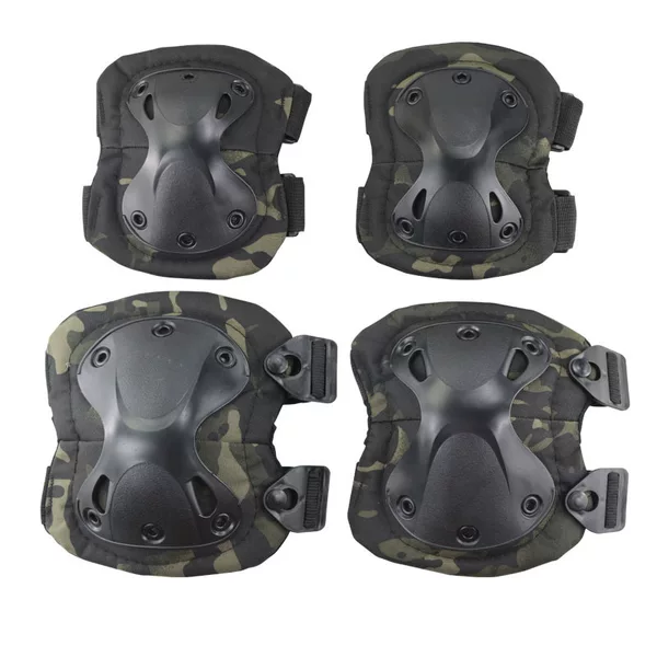 Camouflage Tactical Knee Pad Elbow Pad Four-Piece Kneel Crawling Training Combat Equipment Real CS Riding Sports Pad