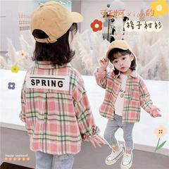 Baby Girl's Plaid Shirt Spring and Autumn Girls' Outfit Long-Sleeve Children's Blouse Coat 77001