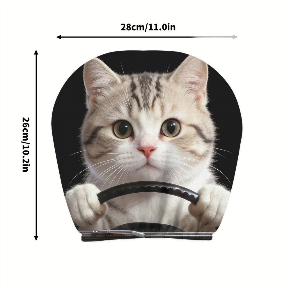 Car seat headrest cover with cute cat theme, personalized print, universal for car interiors, can be customized with labels and made according to provided images