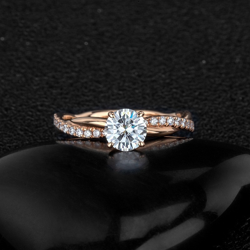 Temu Cross-Border Tk Hot Sale New 18K Rose Gold-Plated Two-Color Princess Diamond Ring European and American Engagement Ring