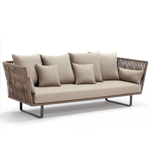 Outdoor sofa, waterproof, for outdoor dining—seating nook, wicker sofa for courtyard, patio, and balcony; casual, two-seater wicker lounge chair