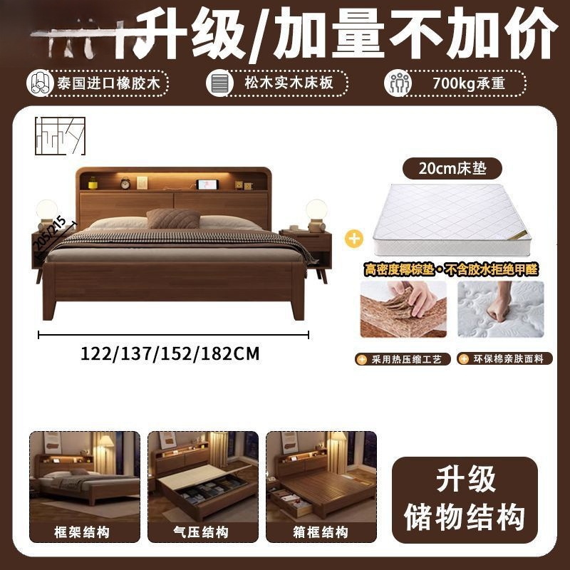 实木床胡桃1.8米1.5m双人床主卧经济婚床1.35米1.2儿童实木简约床|undefined