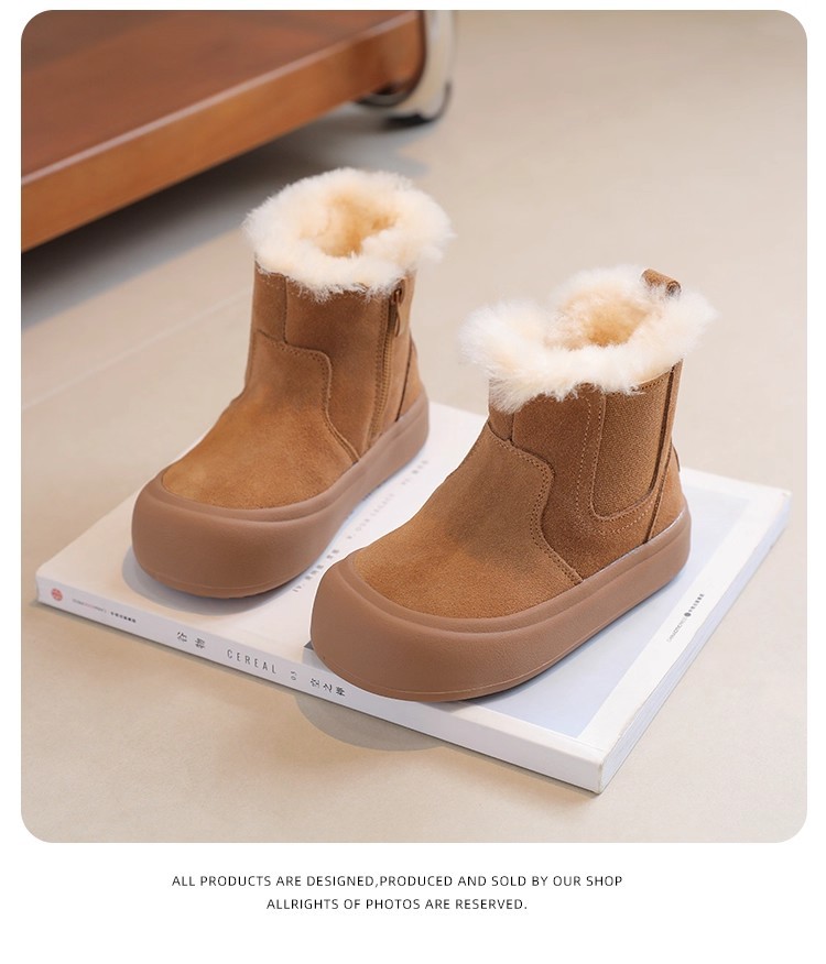 Children's Boots 2025 New Winter Big Snow Cotton Girls' Baby Fleece-Lined Kids' Shoes_voghion.com