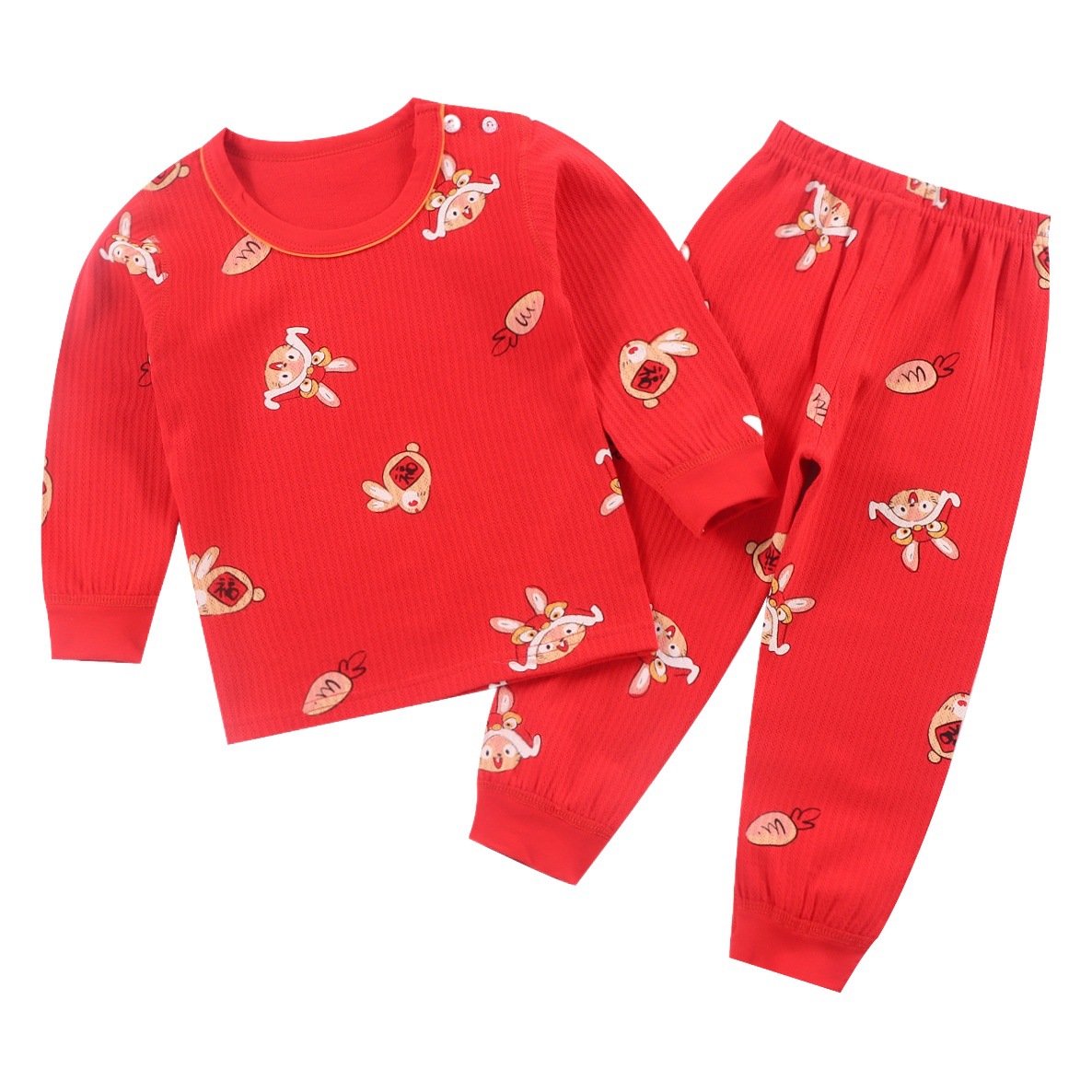 Conjunto de ropa interior del año del zodiaco, ropa de otoño y pantalones para niños y niñas de 12 años, pijamas, algodón de fibra larga de Xinjiang, antibacteriano.