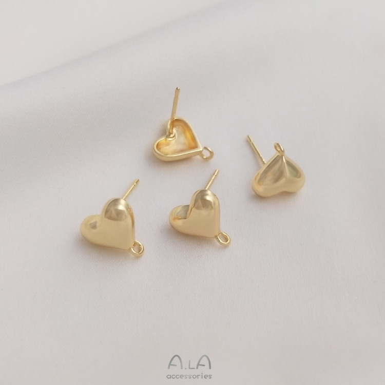 Simple Style, Commute Style 1 Pair 10 * 10mm Alloy 14K Gold Plated Heart Shape Earring Findings