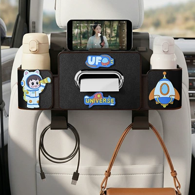 Car tissue box/set, box, phone holder, hanging rear - astronaut-seat-4-in-1-storage-box-4th-generation-black