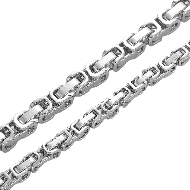1pcs Stainless Steel Emperor Chain Men's Light Luxury Necklace Titanium Steel King Chain Handmade Square Splicing Back Chain Bracelet_voghion.com