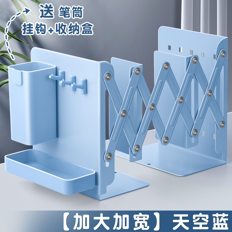 Libro, libro, soporte de libro, bolígrafo de libro, estante de almacenamiento fijo, estante de libro con superficie de escritorio, espesación y metal de libro telescópico