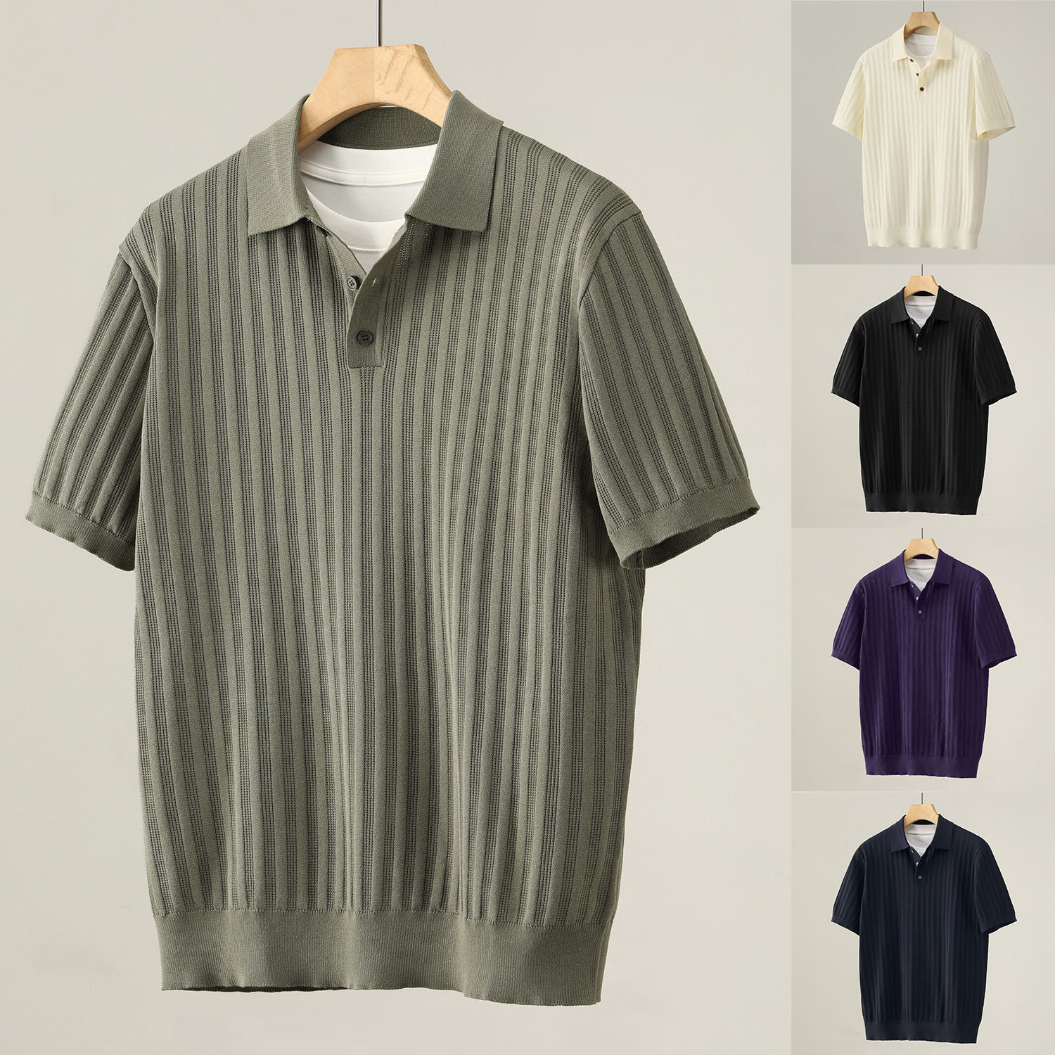 Polo camiseta de punto camiseta de manga corta hombre paul anti rayas camiseta de negocios verano fábrica al por mayor hielo