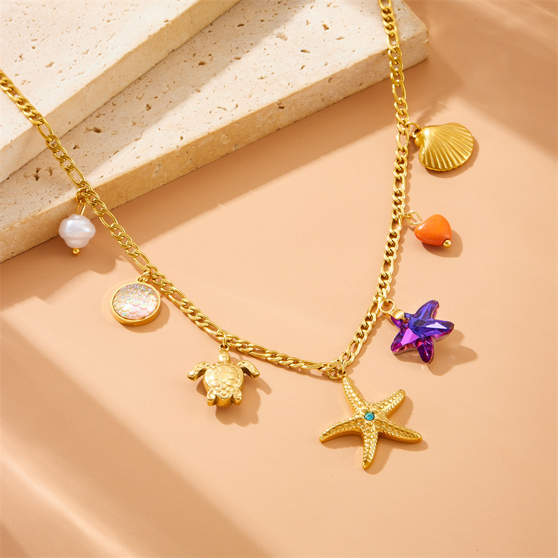 Necklace Classification 304 Stainless Steel Chain Material Wholesale Jewelry Hawaiian Star 304 Stainless Steel Plating Necklace Cable Chain