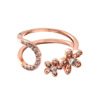 Zirconium, one size shiny golden ring, 2020, flowered, simple and elegant design, Birthday gift, pink gold