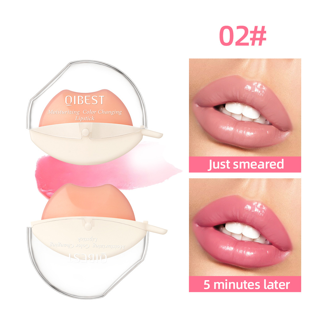 QIBEST lazy warm lipstick moisturizing moisturizing repair fade lip lines autumn and winter color changing lipstick makeup