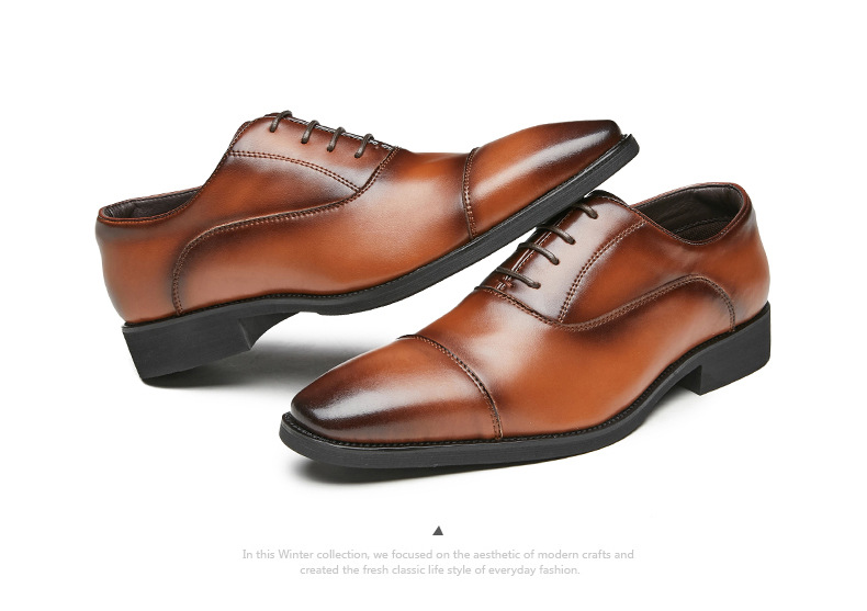 Mens Cap Toe Oxfords Formal Leather Lace Up Dress Shoes 