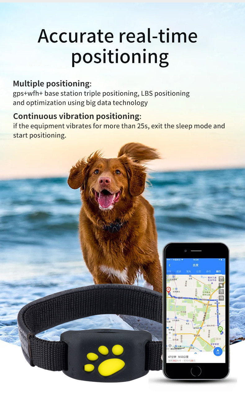 Dog GPS Tracker, Smart Pet Locator, Lightweight Anti-Loss Waterproof Satellite Device