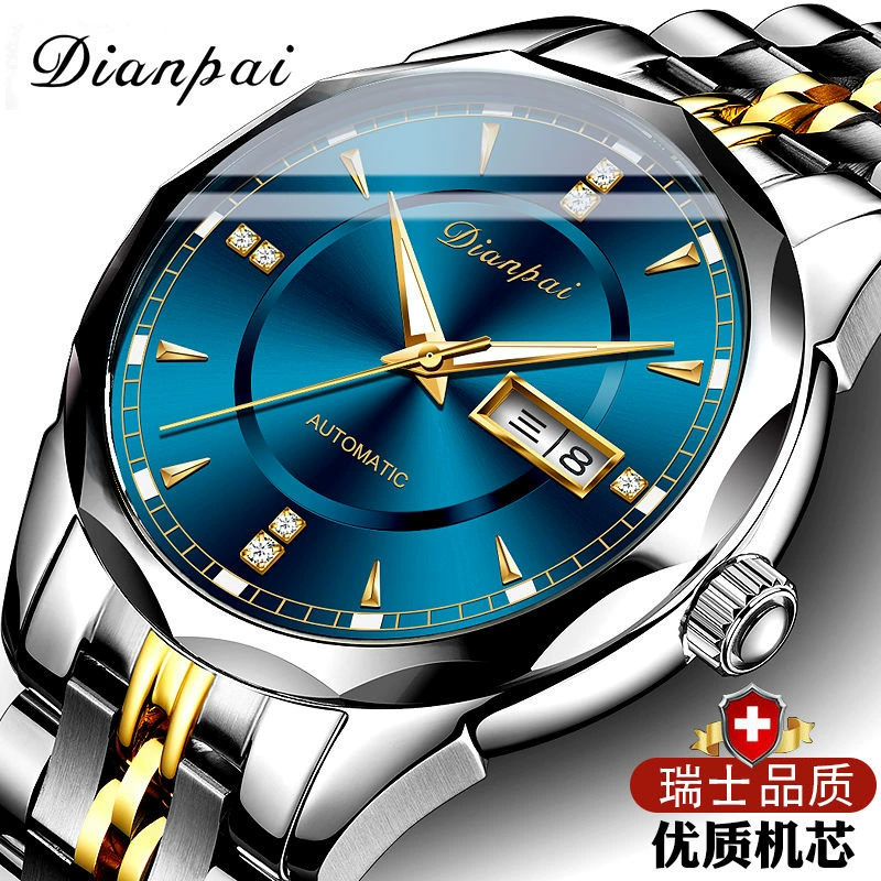 Классические механические часы, автоматические часы, двойной календарь, светящиеся водонепроницаемые мужские часы