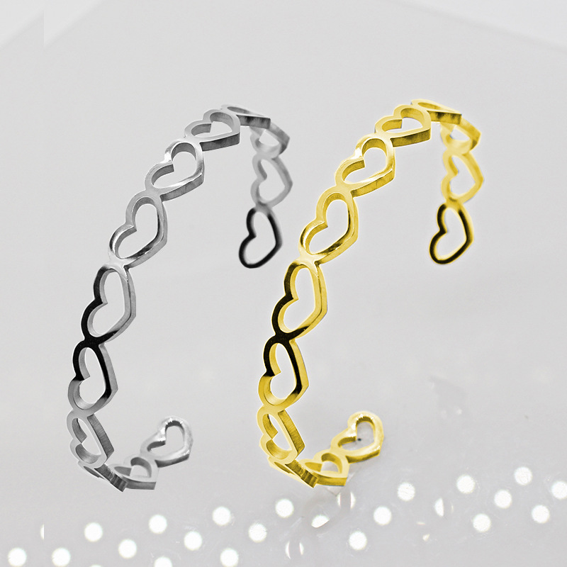 Fashion Heart Shape Stainless Steel Plating Bangle