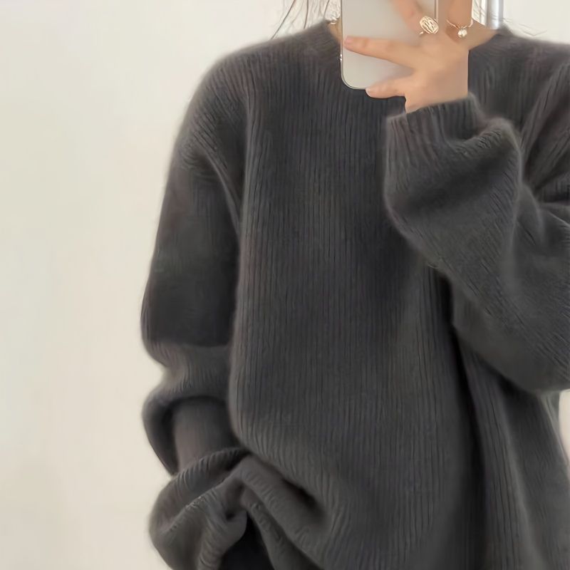 毛衣女慵懶風寬鬆秋冬外穿2025新款百搭套頭女圓領打底針織衫