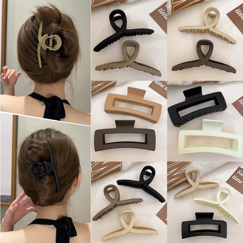 Leche de café negro clip de tiburón cabello más agarrar clip de alta sensación de cabeza posterior clip de cabello de invierno universal simple adornos para el cabello