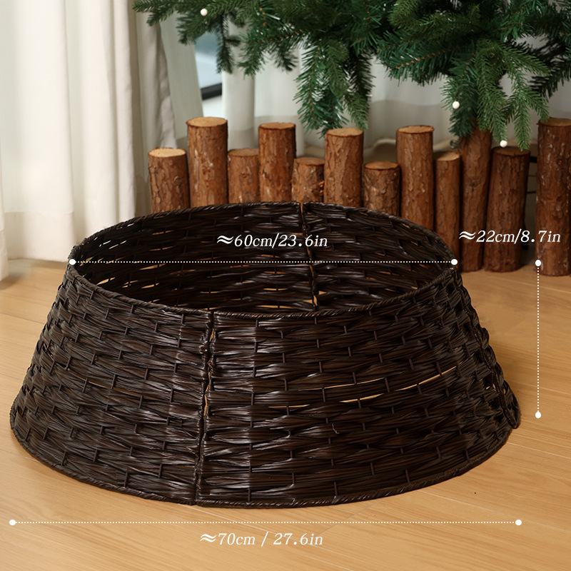 Nuevos árboles de Navidad transfronterizos cercas de base de árbol trenzado a mano canasta de árbol ins falda de árbol de Navidad pie de decoración